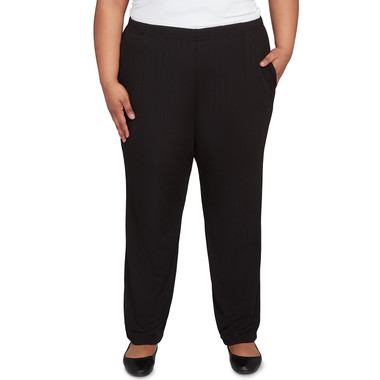 Plus Women's Ribbed Knit Medium Length Pant