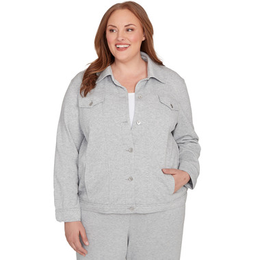 PEARL HEATHER Plus Women's Shimmer Collared Button Jacket