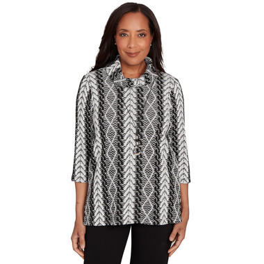 Women's Cable Jacquard Knit Top With Necklace