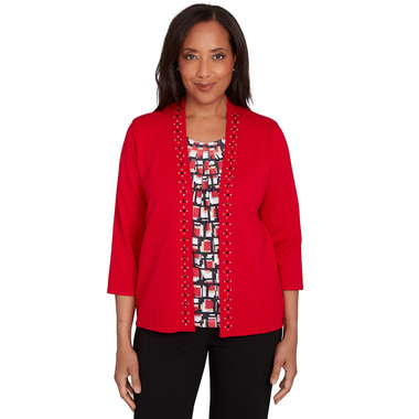 Petite Women's Geometric Inner Two In One Sweater