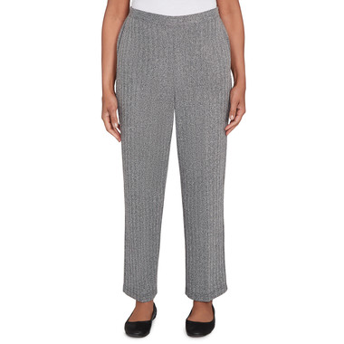 BLACK/IVORY Women's Herringbone Knit Medium Length Pant
