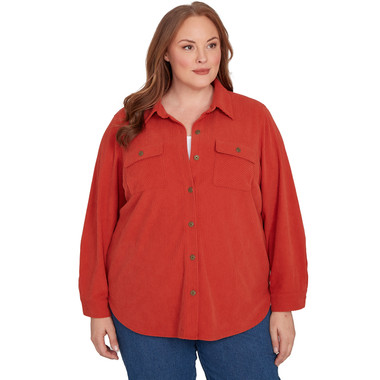 SPICE Plus Women's Plush Ribbed Oversized Button Front Top