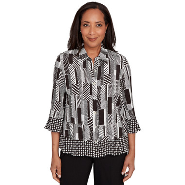 Women's Woven Zebra Button Front Top