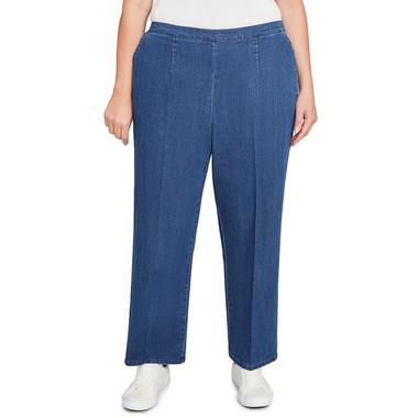 Plus Women's Smooth Pull-On Medium Length Jeans