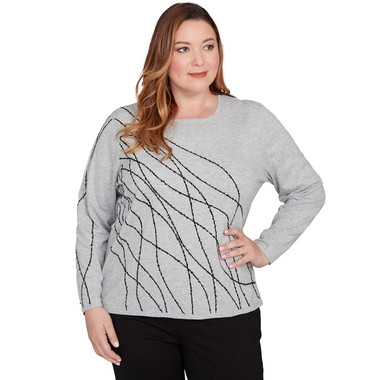 Plus Women's Abstract Cording Sweater