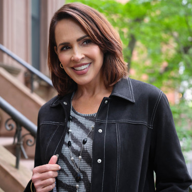 BLACK Women's Print Lining Faux Suede Jacket