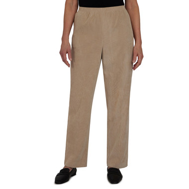 TAN Women's Classic Corduroy Elastic Waist Short Length Pant