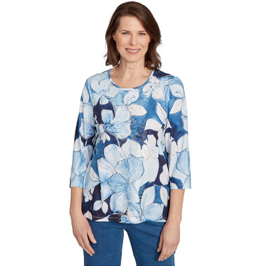 Petite Women's Monotone Floral Embellished Top