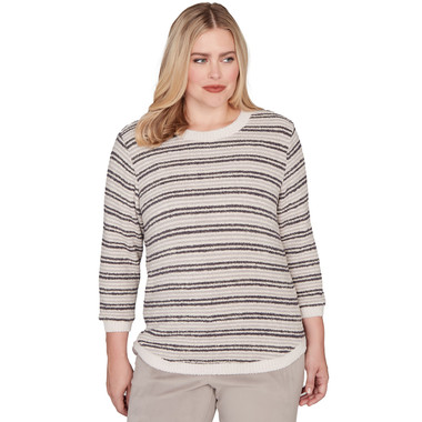SLATE MULTI Women's Eyelash Striped Knit Top