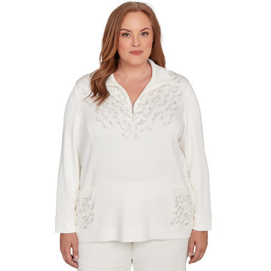 VANILLA Plus Women's Metallic Studded Animal Pattern Knit Top