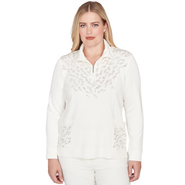 VANILLA Women's Metallic Studded Animal Pattern Knit Top