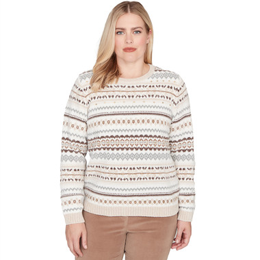 LATTE Women's Geometric Biadere Striped Chenille Sweater