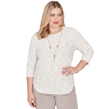 ALABASTER MULTI Women's Space Dye Knit Top With Necklace