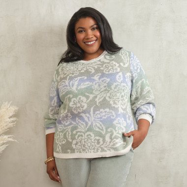 Petite Women's Soft Paisley Ombre Sweater
