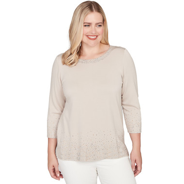 LATTE Women's Heat Set Sparkle Ombre Border Knit Top
