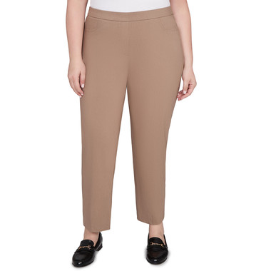 MOCHA HEATHER Plus Women's Smooth Front Easy Fit Short Length Pant