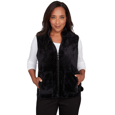 Petite Women's Plush Fleece Lined Mock Neck Vest