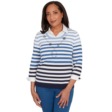 NAVY Women's Ombre Stripe Two In One Sweater