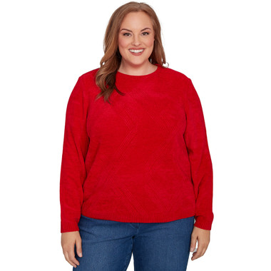 RED Plus Women's Cable Chenille Pullover Sweater