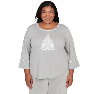 PEWTER Plus Women's Christmas Tree Embellished Knit Top