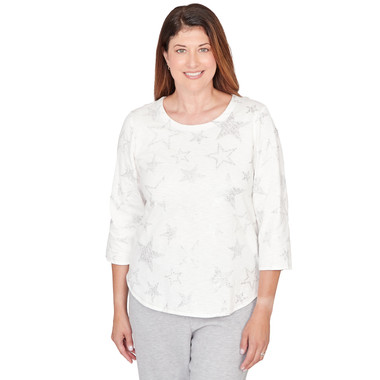 Women's Star Print Crew Neck Top