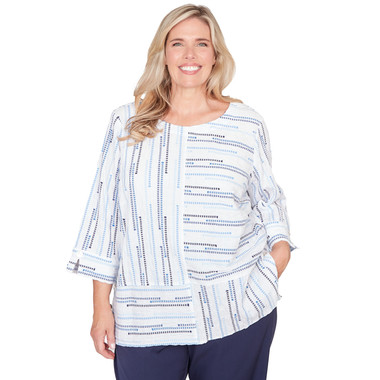 Plus Women's Spliced Jacquard Stripe Top