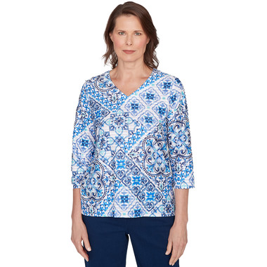 Women's Aegean Tile V Neck Top
