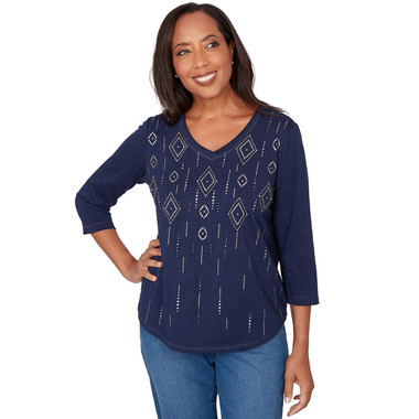 Women's Diamond Geometric Heat Set Knit Top