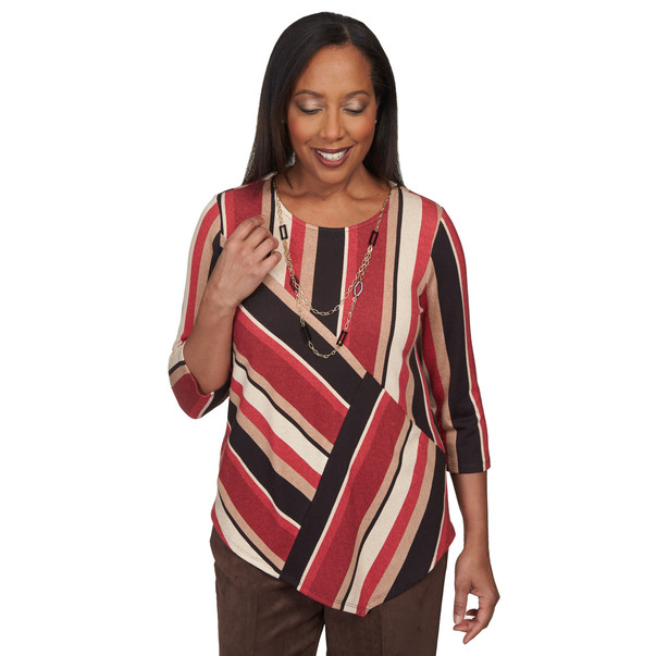 Petite Women's Park Place Spliced Stripe Top