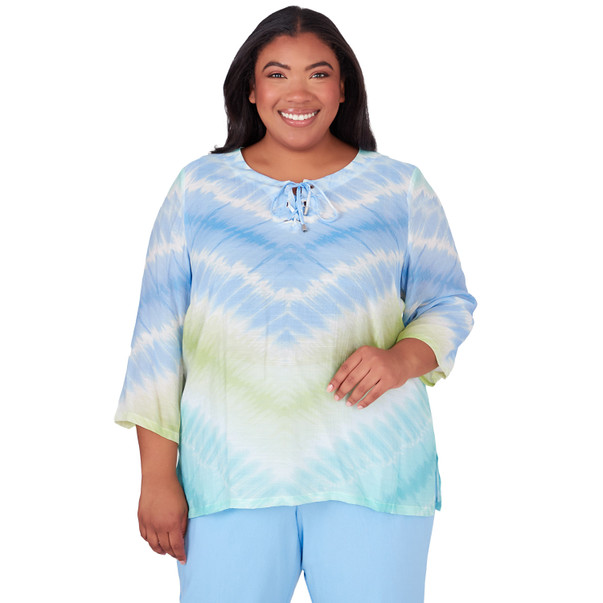 Plus Women's Tie Dye Chevron Tunic