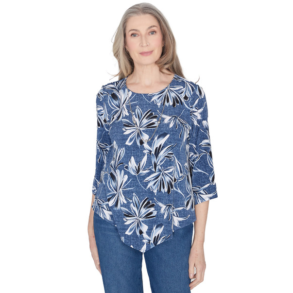 Women's Elegant Flower Top With Necklace