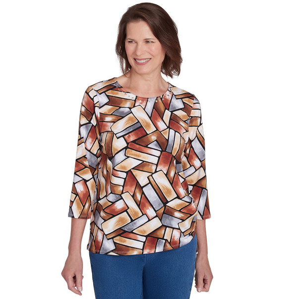 Petite Women's Color Block Short Sleeve Tee