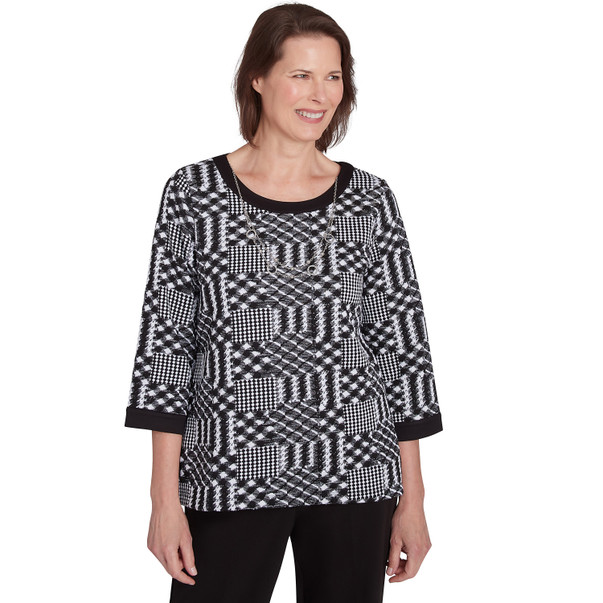 Women's Houndstooth Textured Top