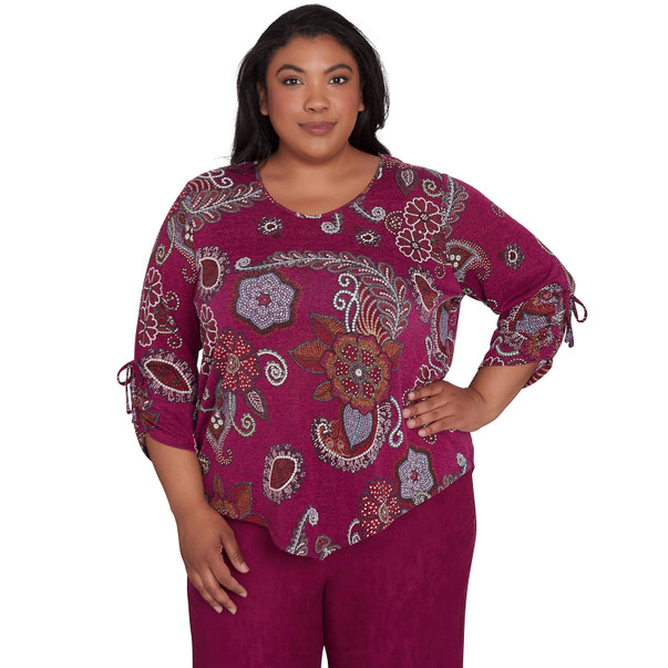 Plus Women's Floral V Neck Top