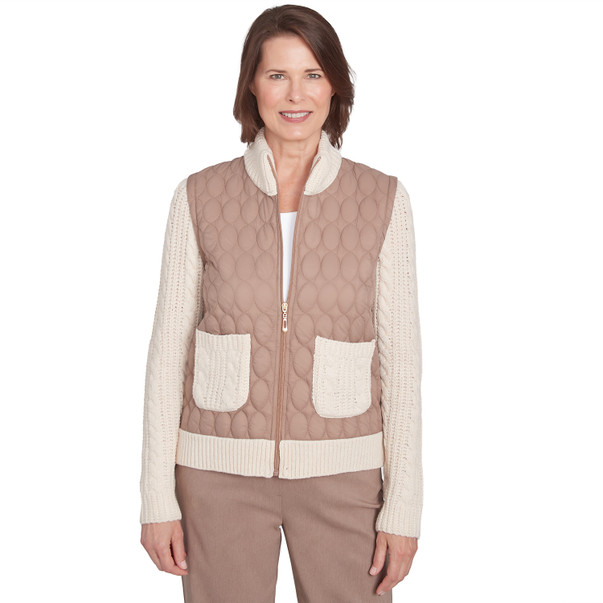 Women's Sweater Trim Quilted Jacket