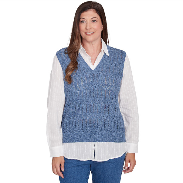 Women's Collared Vest Two In One Sweater