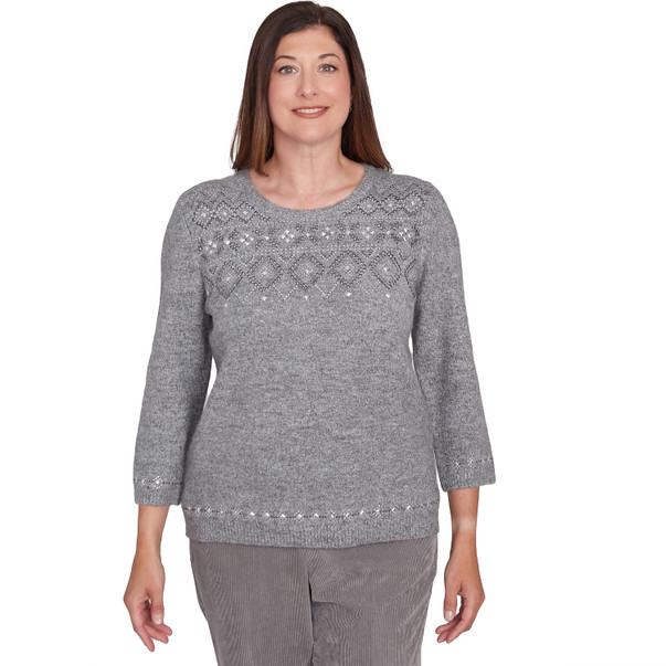 Petite Women's Pewter Fairisle Sweater