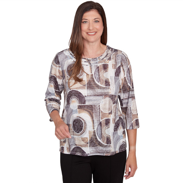 Women's Geometric Patch Print Top