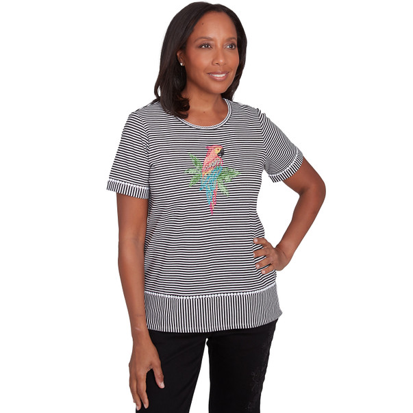 Petite Women's Crewneck Parrot Striped Tee