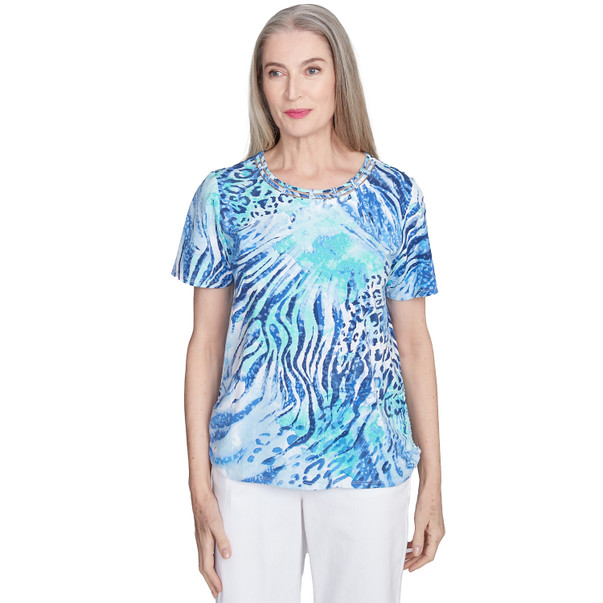 Women's Animal Printed Top With Ruched Sides