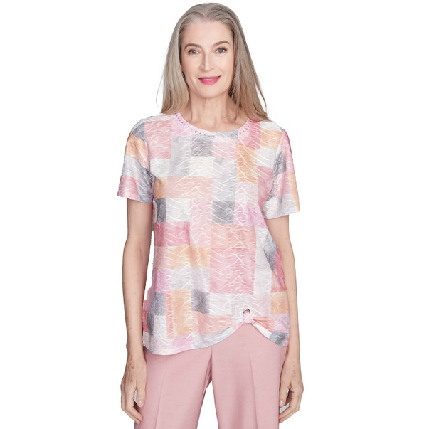 Women's Textured Colorblock Crew Neck Tee