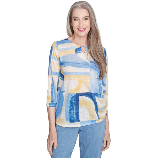 Women's Watercolor Patchwork Geometric Top