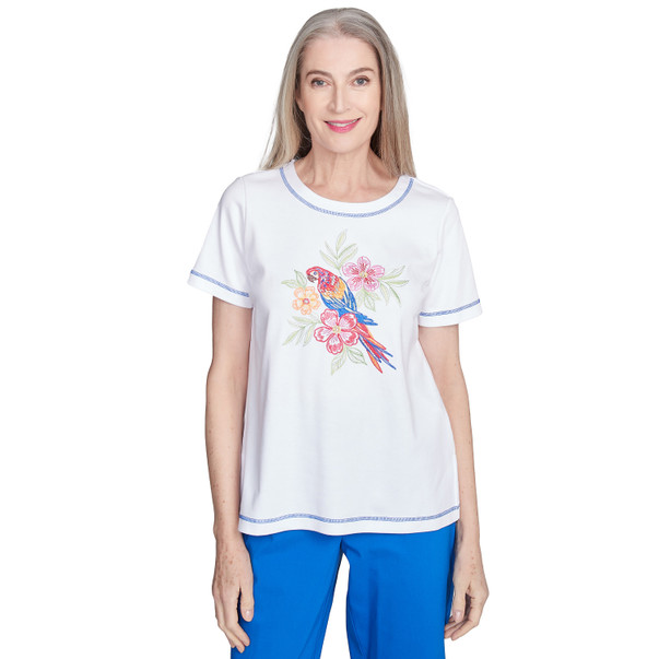 Petite Women's Parrot Centered Short Sleeve Tee