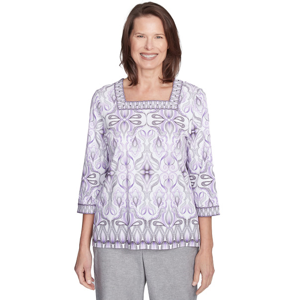 Petite Women's Border Medallion Kaleidoscope Top