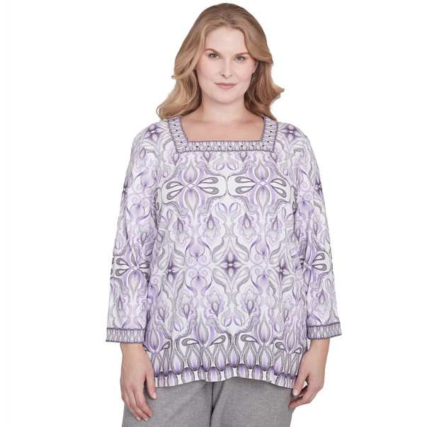 Plus Women's Border Medallion Kaleidoscope Top