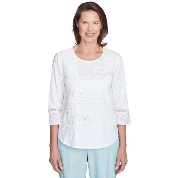 Women's Lace Patchwork Embellished Sleeve Top