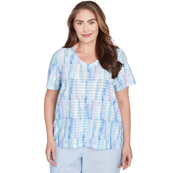 Plus Women's Textured Brushstroke Short Sleeve Tee