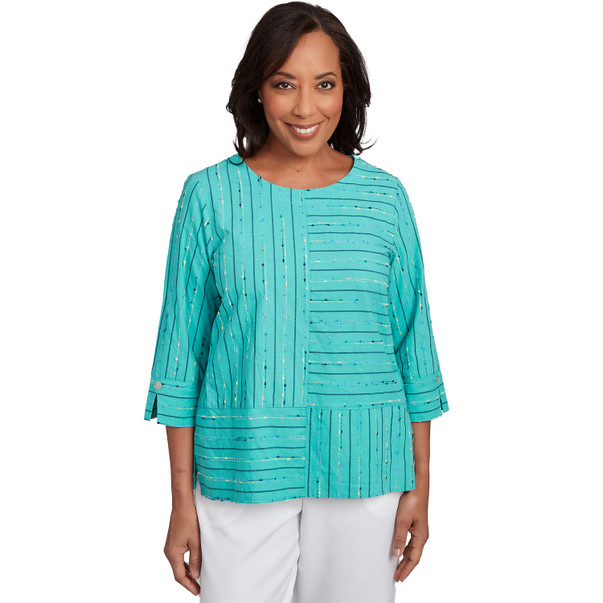 Petite Women's Spliced Jacquard Texture Top