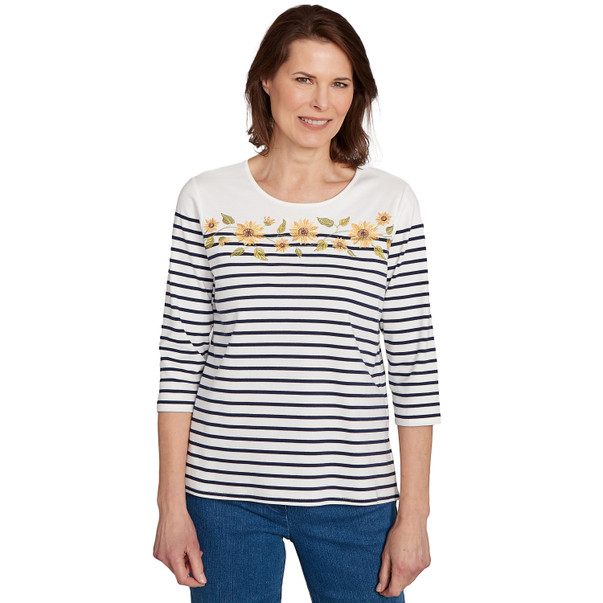 Women's Sunflower Neckline Striped Top