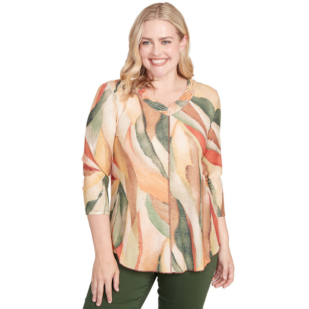 Petite Women's Stained Glass Shimmer V-Neck Top